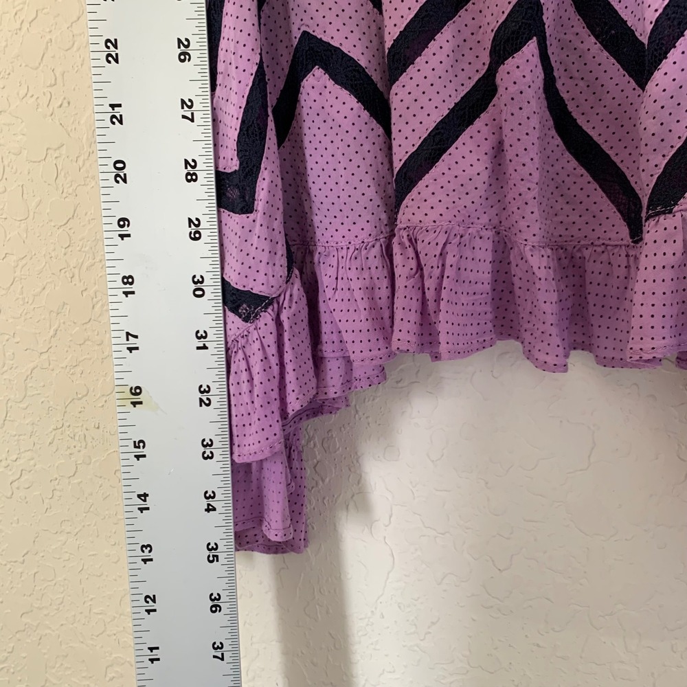 Intimately Free People Voile & Lace Trapeze Dress M Purple Polka Dot Boho Fairy - Picture 8 of 9